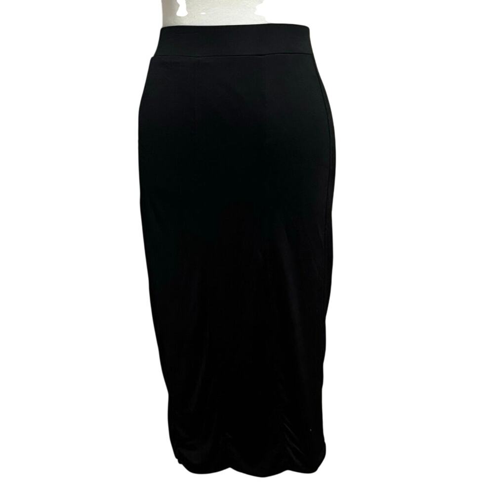Vivienne Vivienne Tam Size S Ruched Rear Midi Skirt Form Fitting Stretch Black